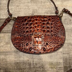 Brahmin Pecan Crocodile-Embossed Shoulder/Crossbody Bag